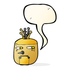 cartoon robot head with speech bubble