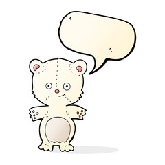 cartoon polar bear cub with speech bubble