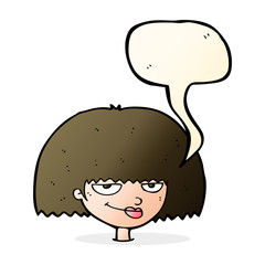 cartoon mean female face with speech bubble
