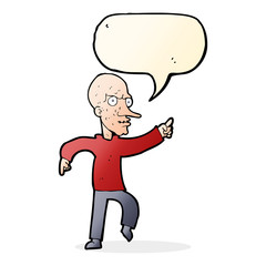 cartoon angry old man with speech bubble