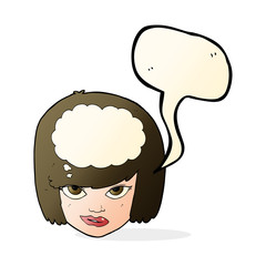 cartoon woman thinking with speech bubble