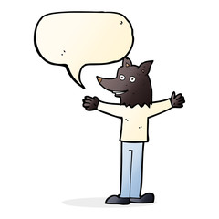 cartoon werewolf with speech bubble