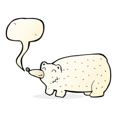 funny cartoon polar bear with speech bubble