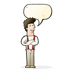 cartoon annoyed man with speech bubble
