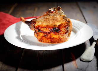 Pork steak baked in a dish