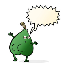 a nice pear cartoon with speech bubble