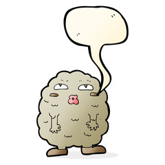 funny cartoon monster with speech bubble