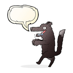 cartoon big bad wolf with speech bubble