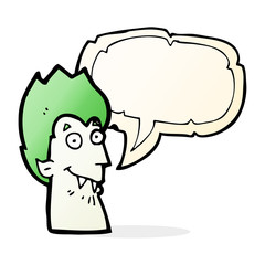 cartoon vampire head with speech bubble