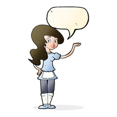 cartoon waitress with speech bubble