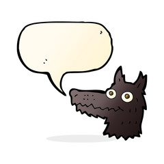 cartoon wolf head with speech bubble