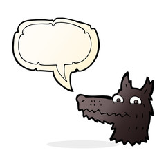 cartoon wolf head with speech bubble