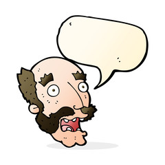 cartoon shocked old man with speech bubble