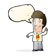 cartoon office man with idea with speech bubble