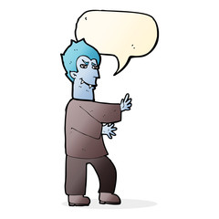 cartoon vampire with speech bubble