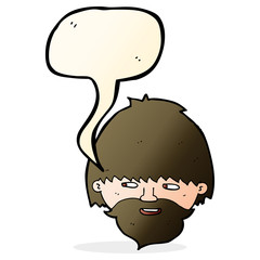 cartoon bearded man with speech bubble