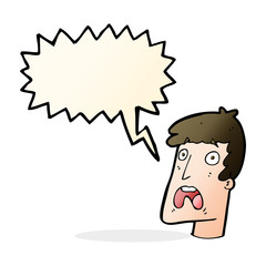 cartoon shocked man with speech bubble