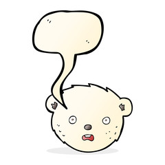 cartoon polar bear face with speech bubble