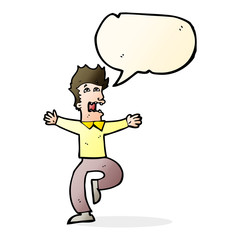 cartoon terrified man with speech bubble
