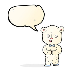 cartoon teddy polar bear with speech bubble