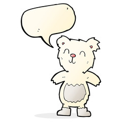 cartoon teddy polar bear with speech bubble