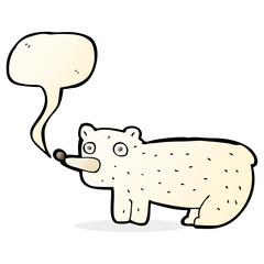 funny cartoon polar bear with speech bubble