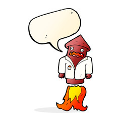 cartoon firework in business suit with speech bubble