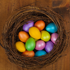 Decorative Easter eggs. Easter theme. Selective focus.