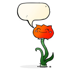 cartoon flower with speech bubble