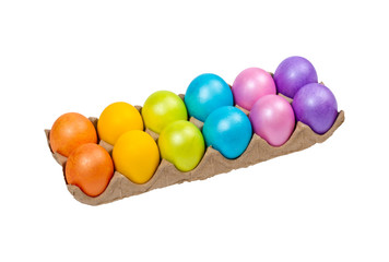 Decorative Easter Eggs Isolated on White. Selective focus.