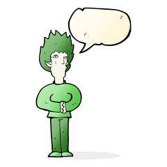 cartoon vampire man with speech bubble