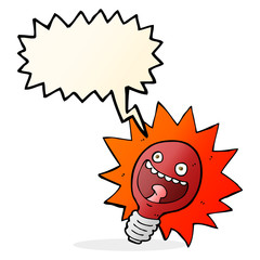 cartoon red lightbulb with speech bubble