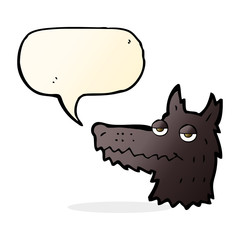 cartoon wolf head with speech bubble