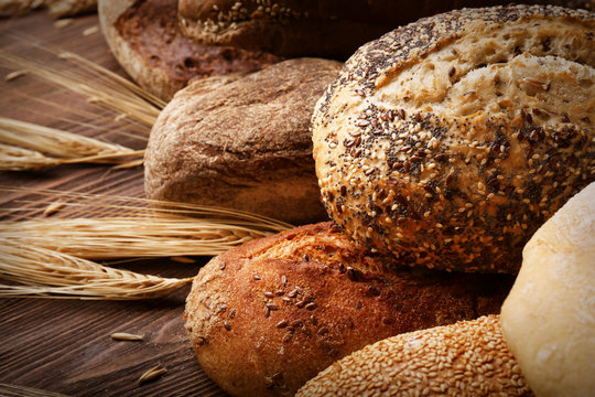 Background of fresh baked bread, close-up
