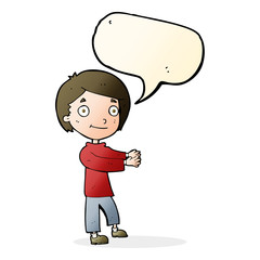 cartoon happy boy with speech bubble