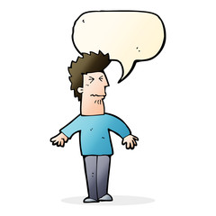 cartoon stressed man with speech bubble