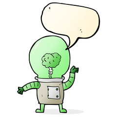 cartoon robot cyborg with speech bubble