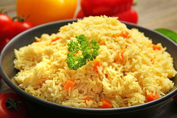 Dish of vegetarian rice closeup