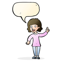 cartoon woman with idea with speech bubble