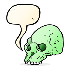 cartoon spooky skull with speech bubble