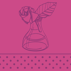 Origami paper vintage style rose handmade drawing.