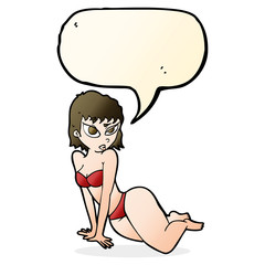 cartoon sexy woman in underwear with speech bubble