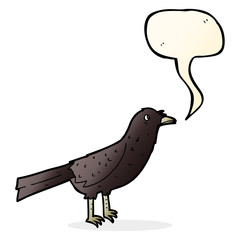cartoon crow with speech bubble