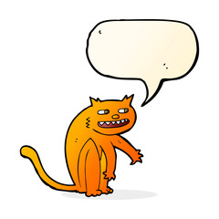 cartoon happy cat with speech bubble