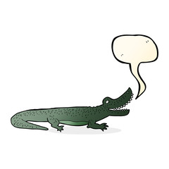 cartoon happy crocodile with speech bubble