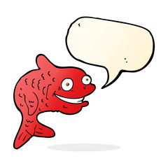 cartoon happy fish with speech bubble