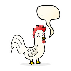 cartoon rooster with speech bubble