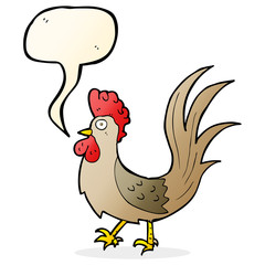 cartoon cockerel with speech bubble
