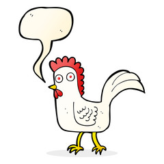 cartoon chicken with speech bubble