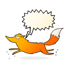 cartoon fox running with speech bubble